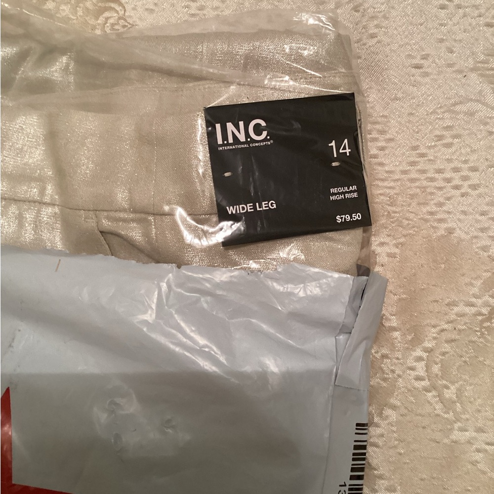 INC International Concepts Wide Leg Trousers in Cream